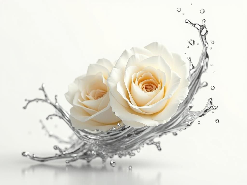 White Roses with Silver Splash