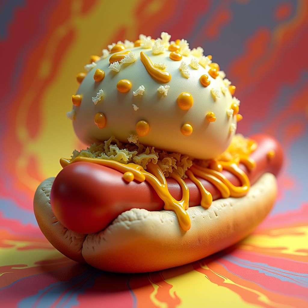 Surreal Hot Dog with Sauerkraut as Digital Art
