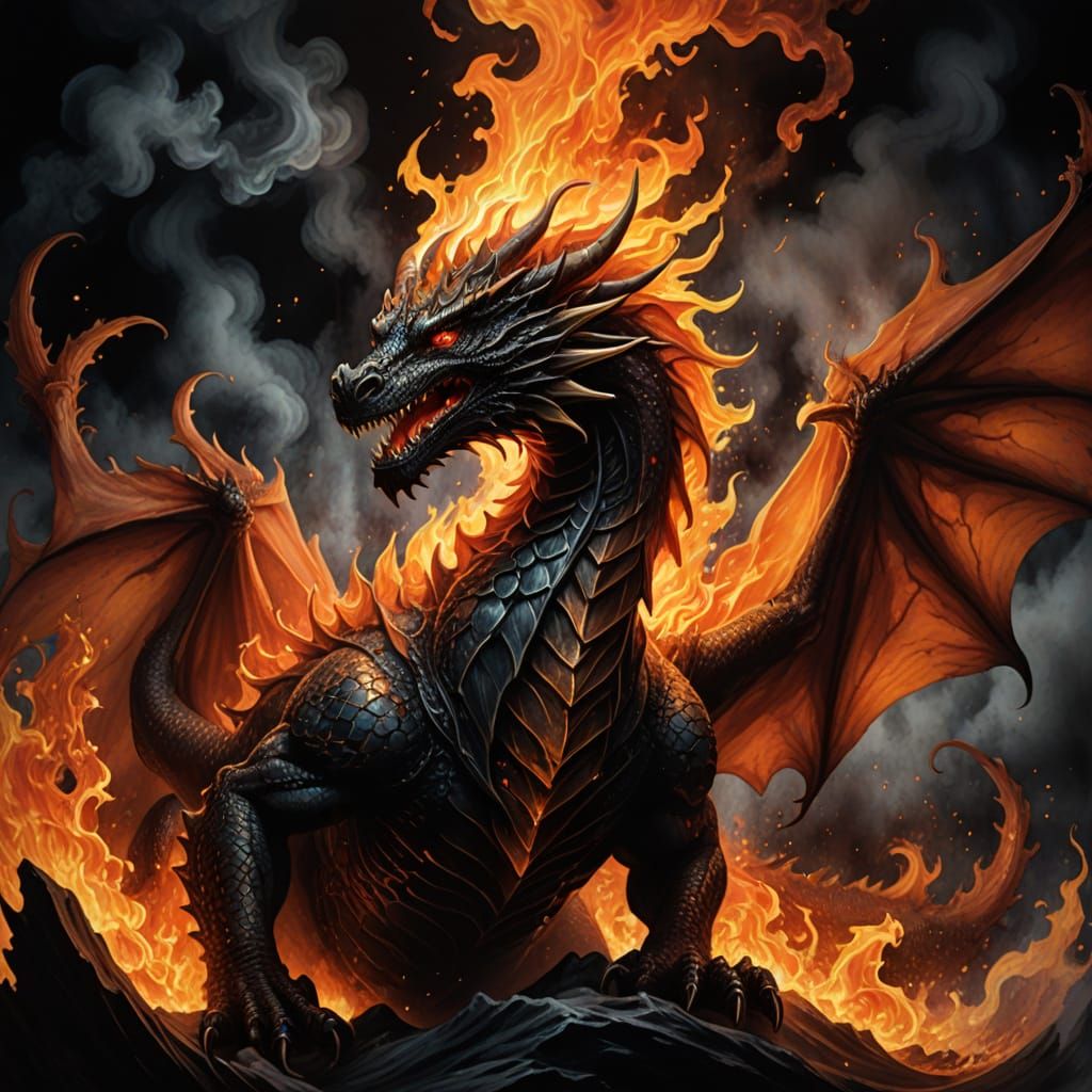 Ancient Fire Dragon Descends in a Kaleidoscope of Color