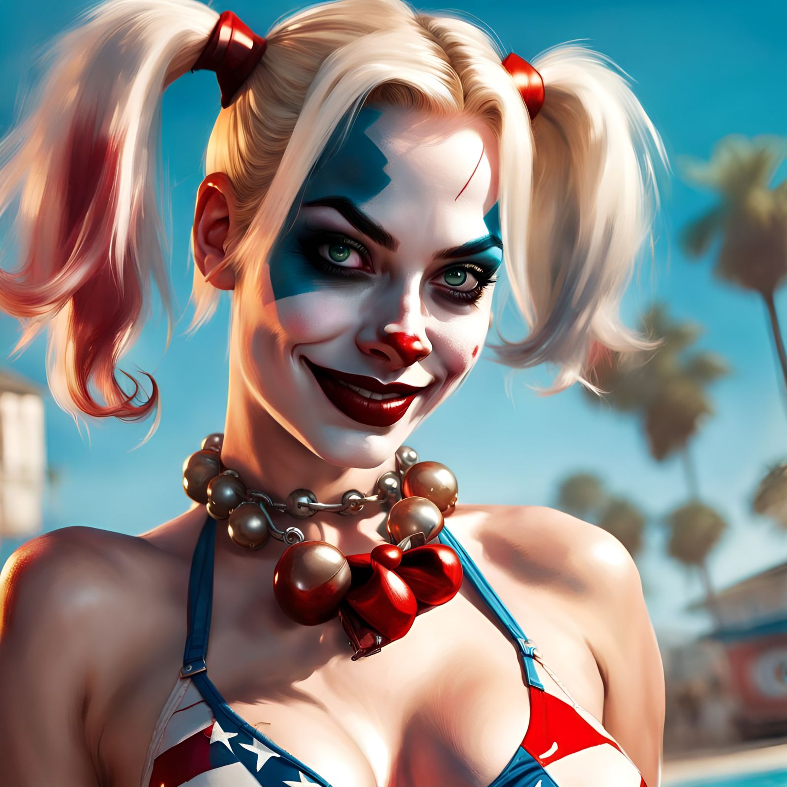 Harley Quinn Bikini Portrait in Pin-Up Style
