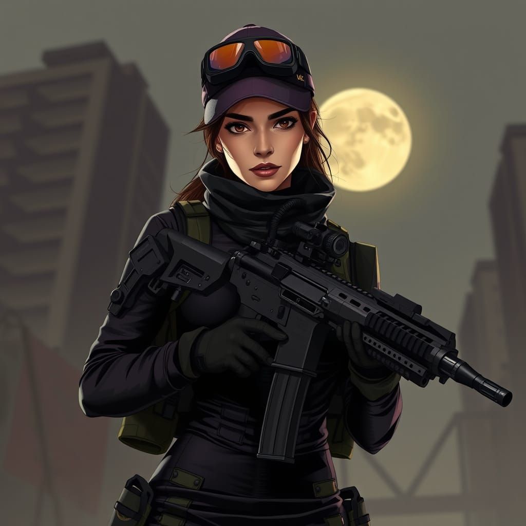 Female Operative in Urban Stealth Gear