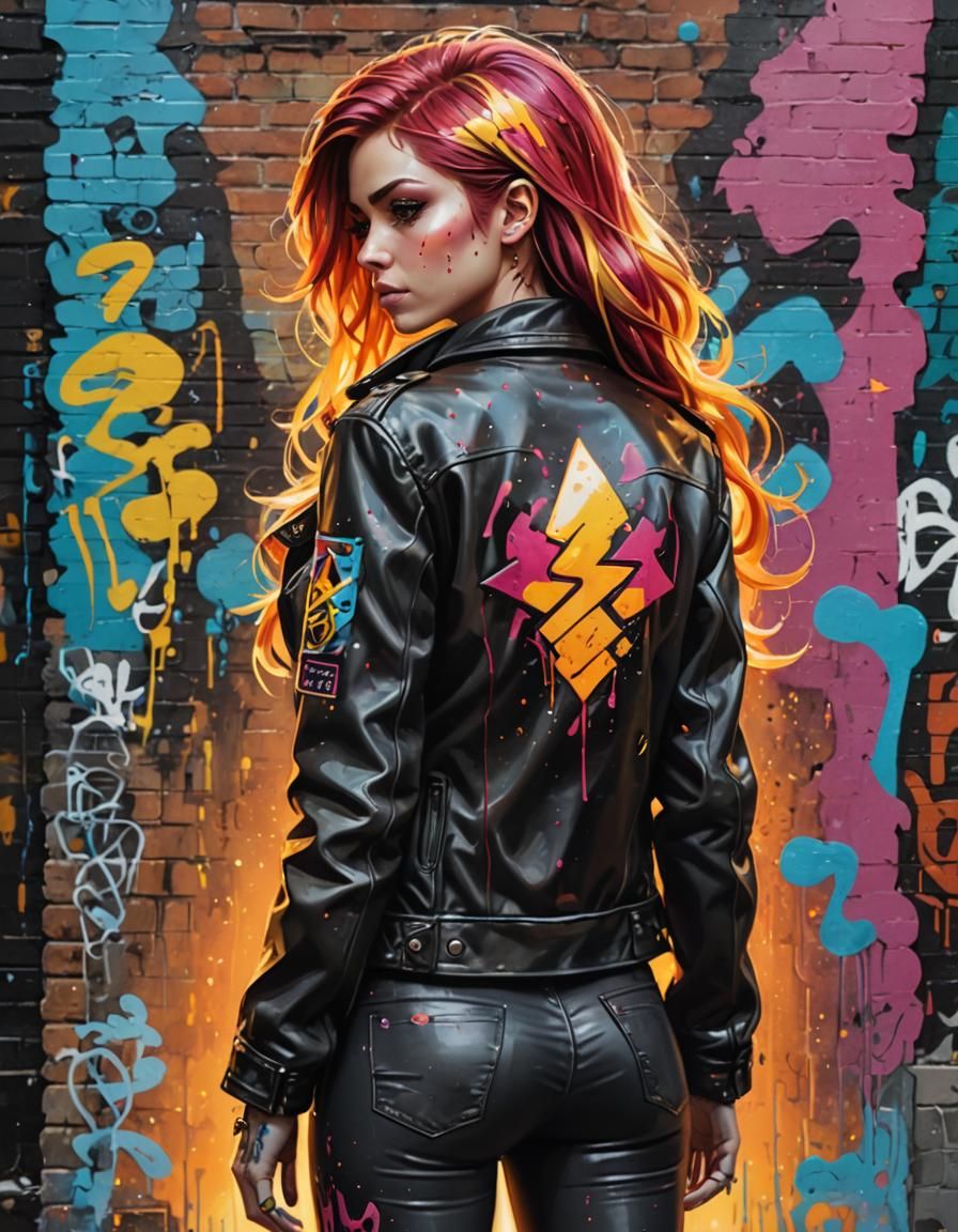 Sunset Shimmer as Cyberpunk Street Art