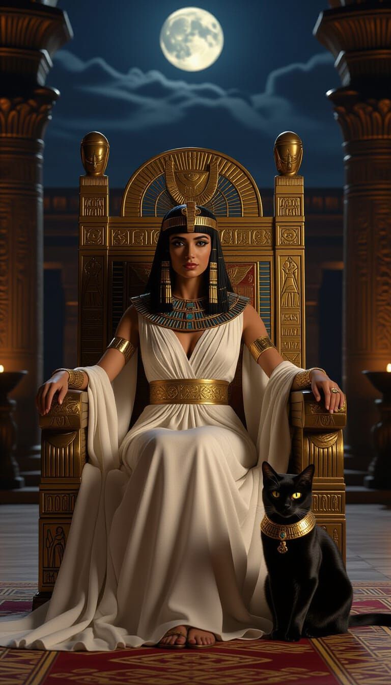 Cleopatra's Palace Throne Room at Night