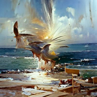 Birds Leaving: An Oil Painting