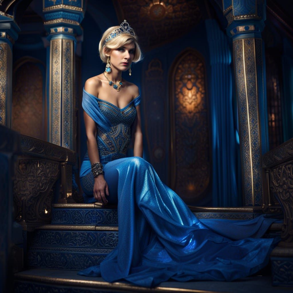 Hyperrealistic Princess Jasmine with Short Blond Hair