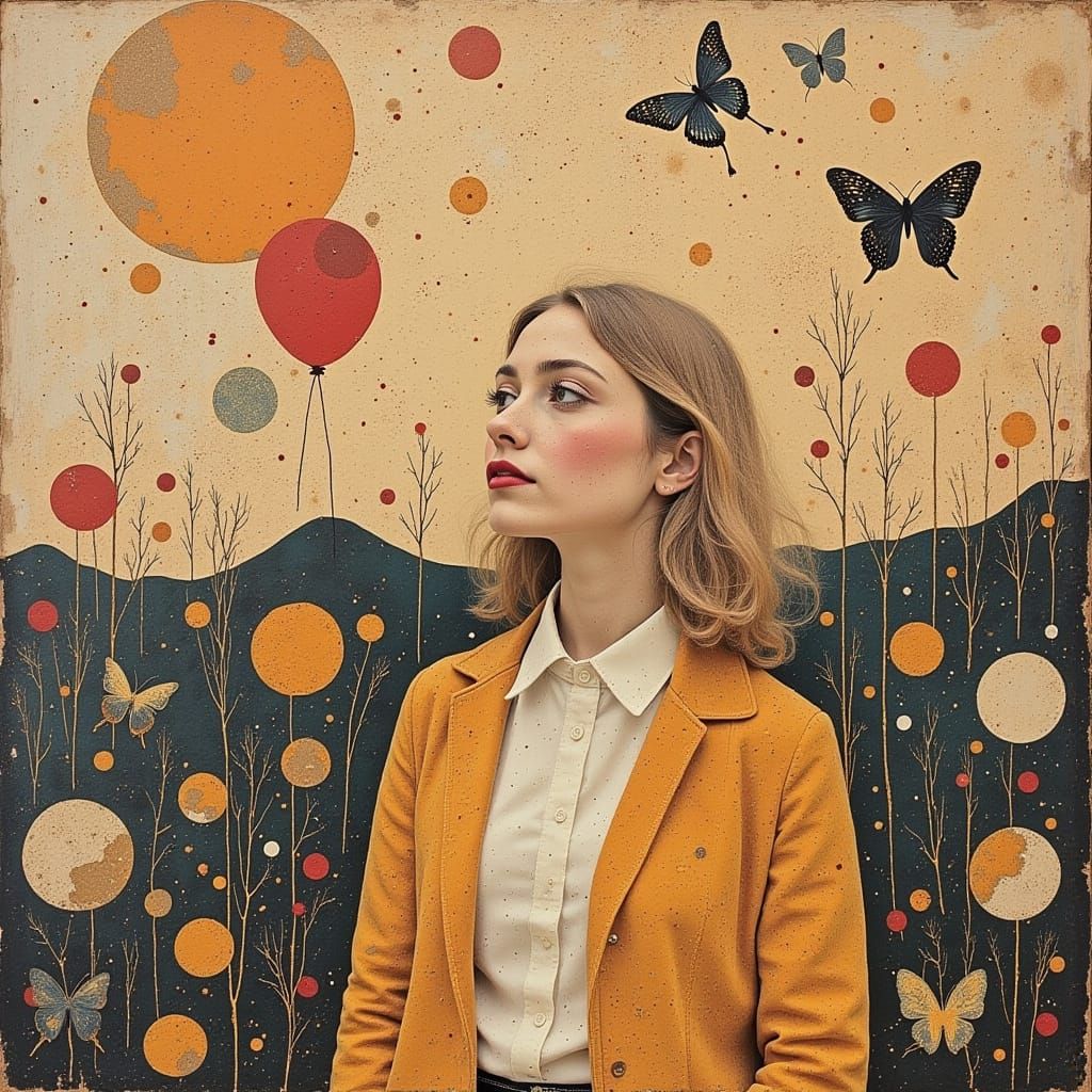 Surreal Piggy in a Whimsical Landscape with Textured Details