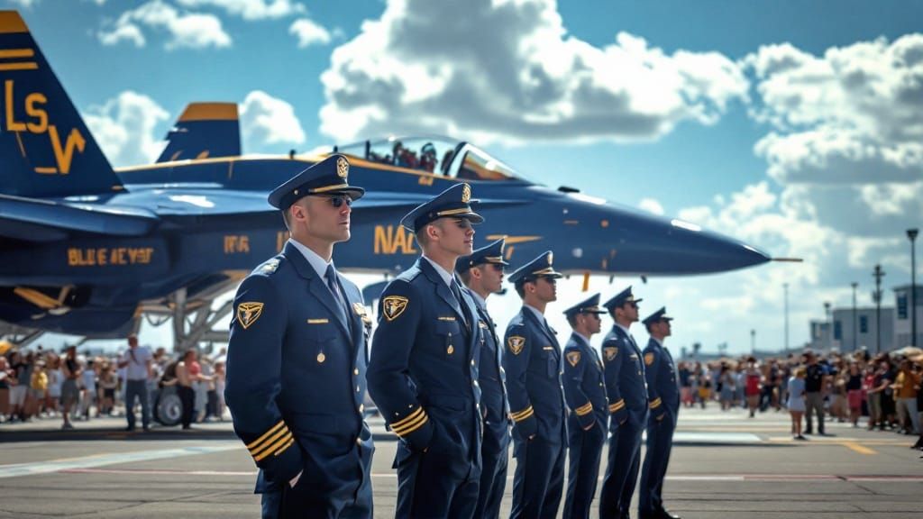 Sleek Naval Aviators Soar to Thrilling Heights in Front of V...