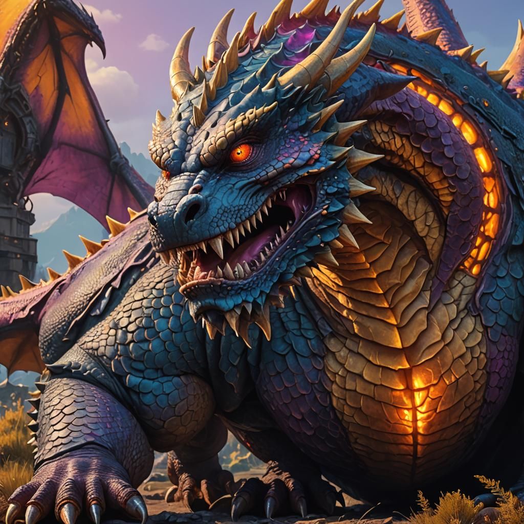 Macro Shot of a Dragon Belly in Fantasy Style