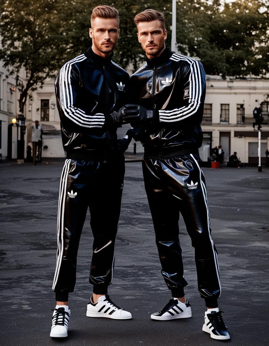 Men in Adidas Tracksuits and Leather Gloves