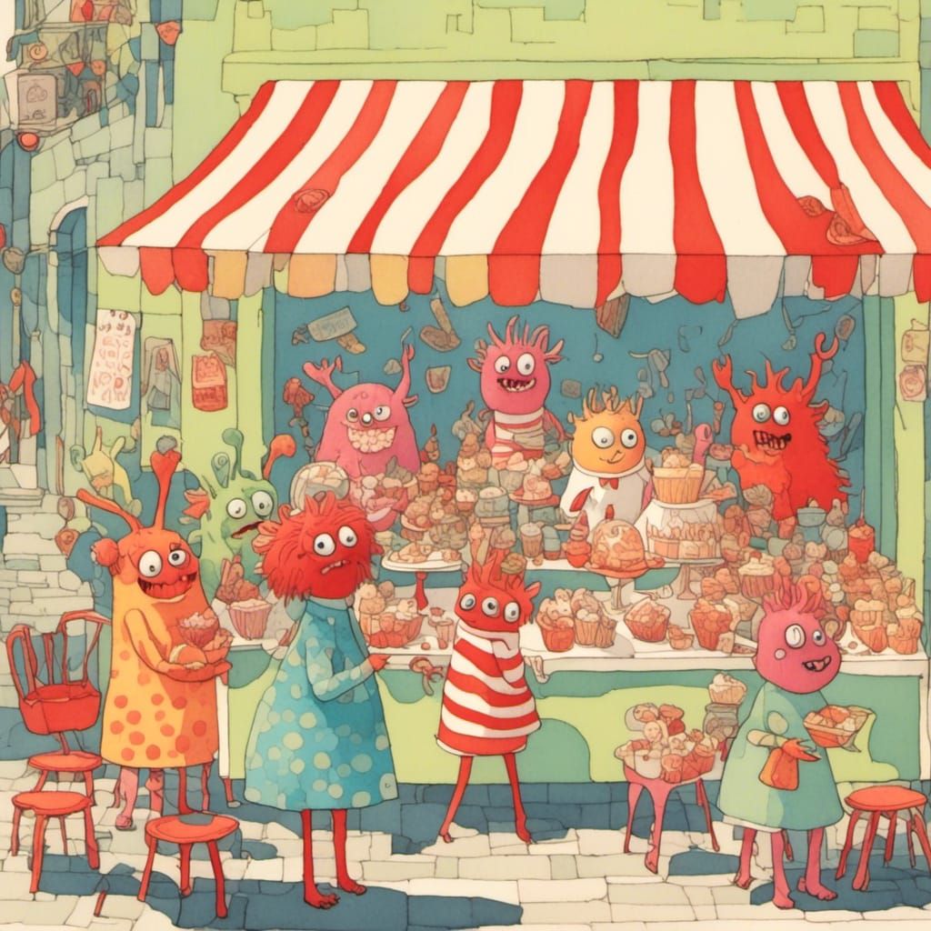 Friendly Monsters Bake Sale in Summer Sunlight