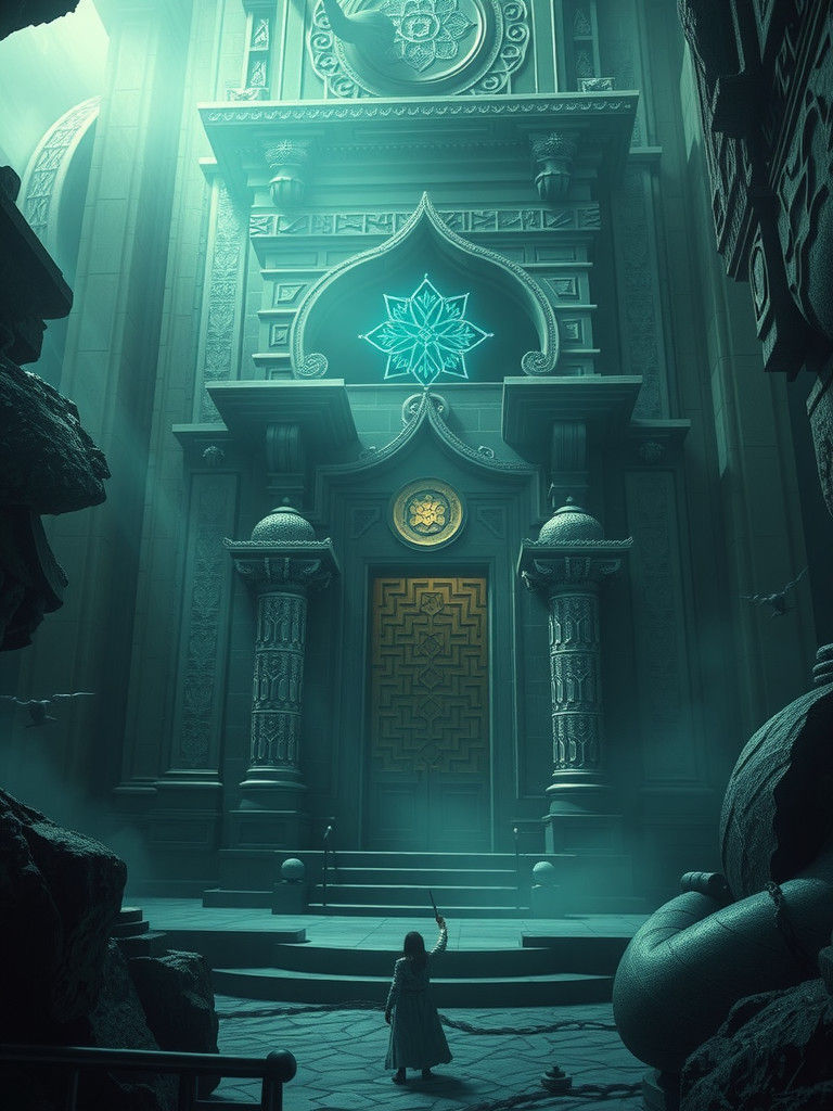 Magical Amulet in Ancient Temple Ruins