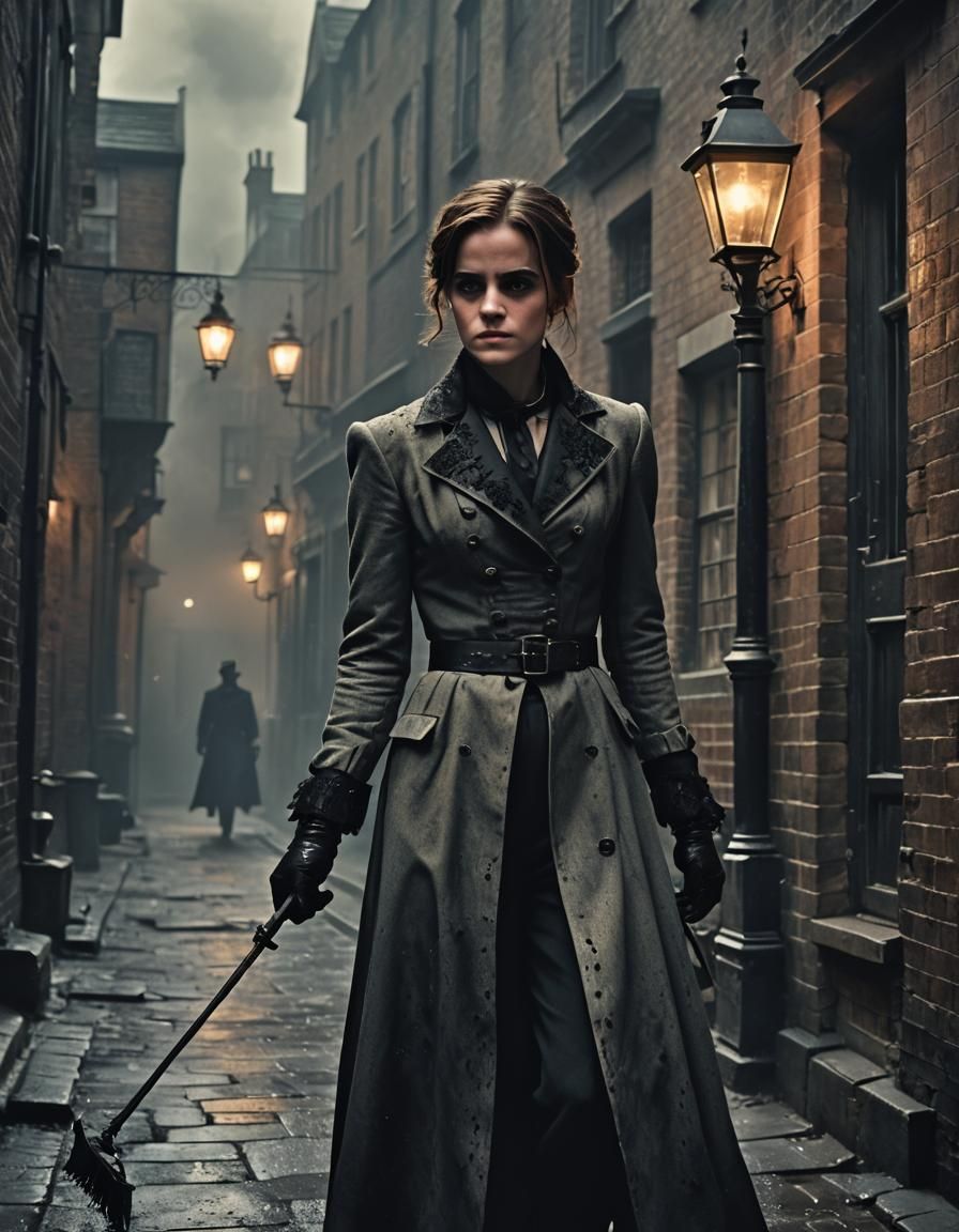 Gothic Adventuress in Victorian Alleyway, Film Noir