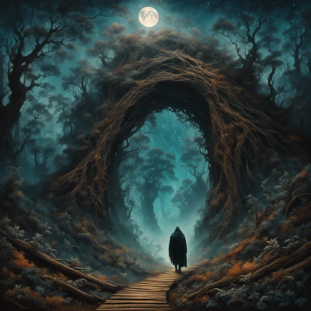 a dark, hooded, character.