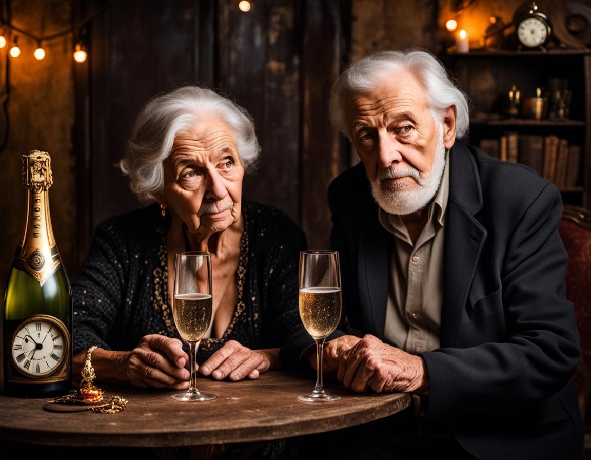 Elderly Couple Awaits New Year's Eve