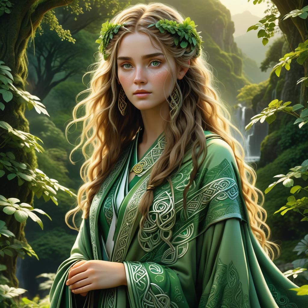 Danu in Verdant Landscape: 3D Digital Art