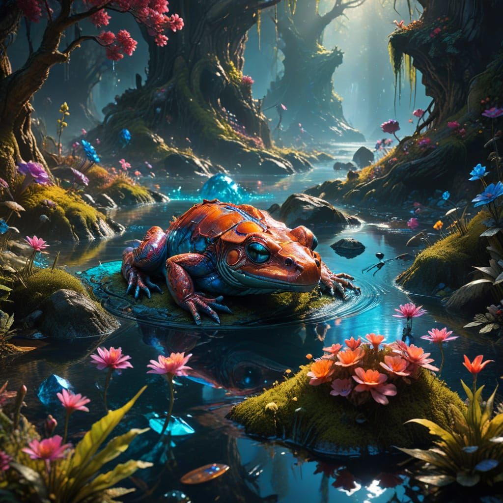 Fluid Geometric Dreamscape with Neon Rivers