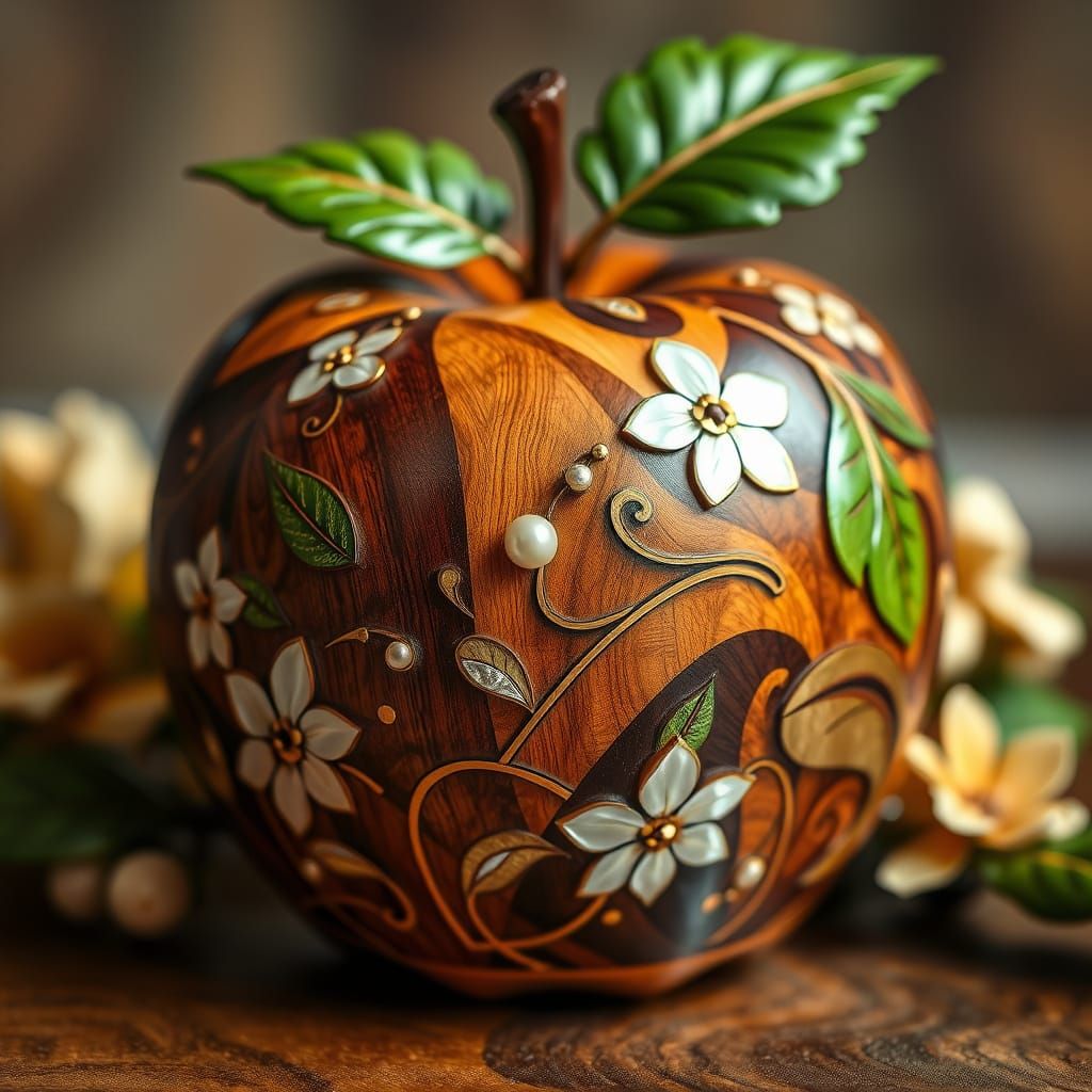 Wood inlay apple