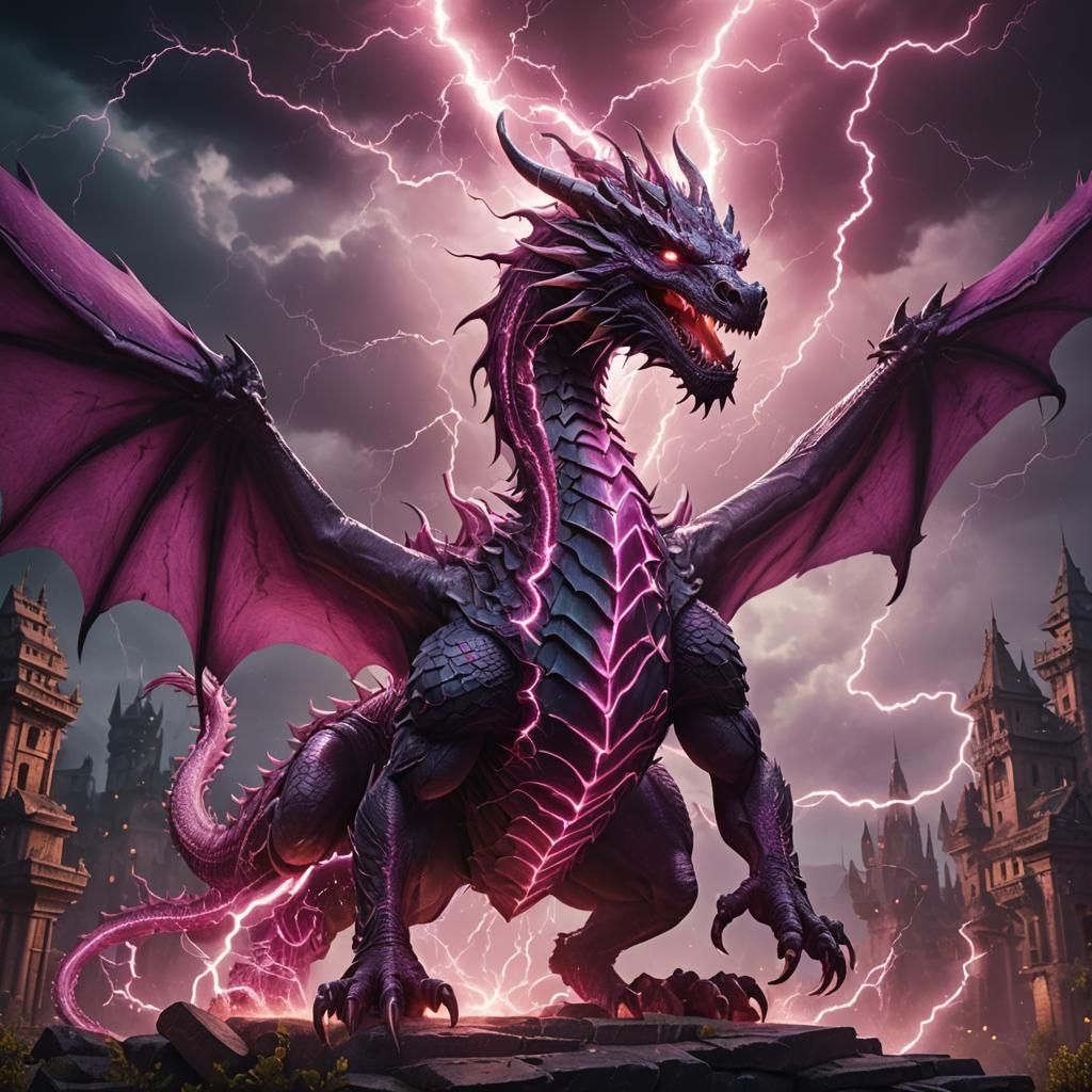 Magenta Lightning Dragon: Fantasy Concept Art