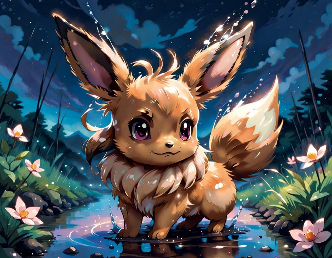 Chibi Eevee Pokemon in Manga Style