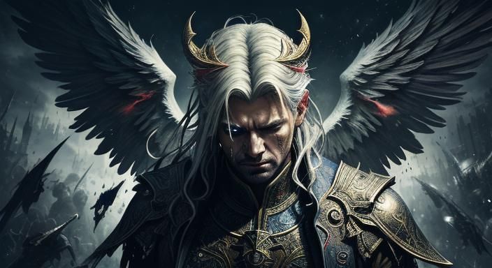 epc scene of lucifer crying in front of angels,  splattered ...