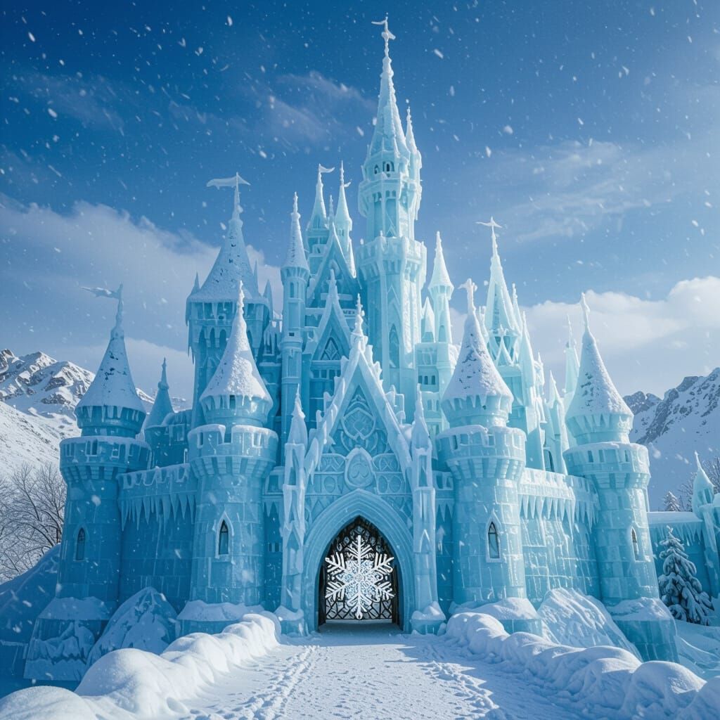 Microscopic Ice Castle Snowflake View