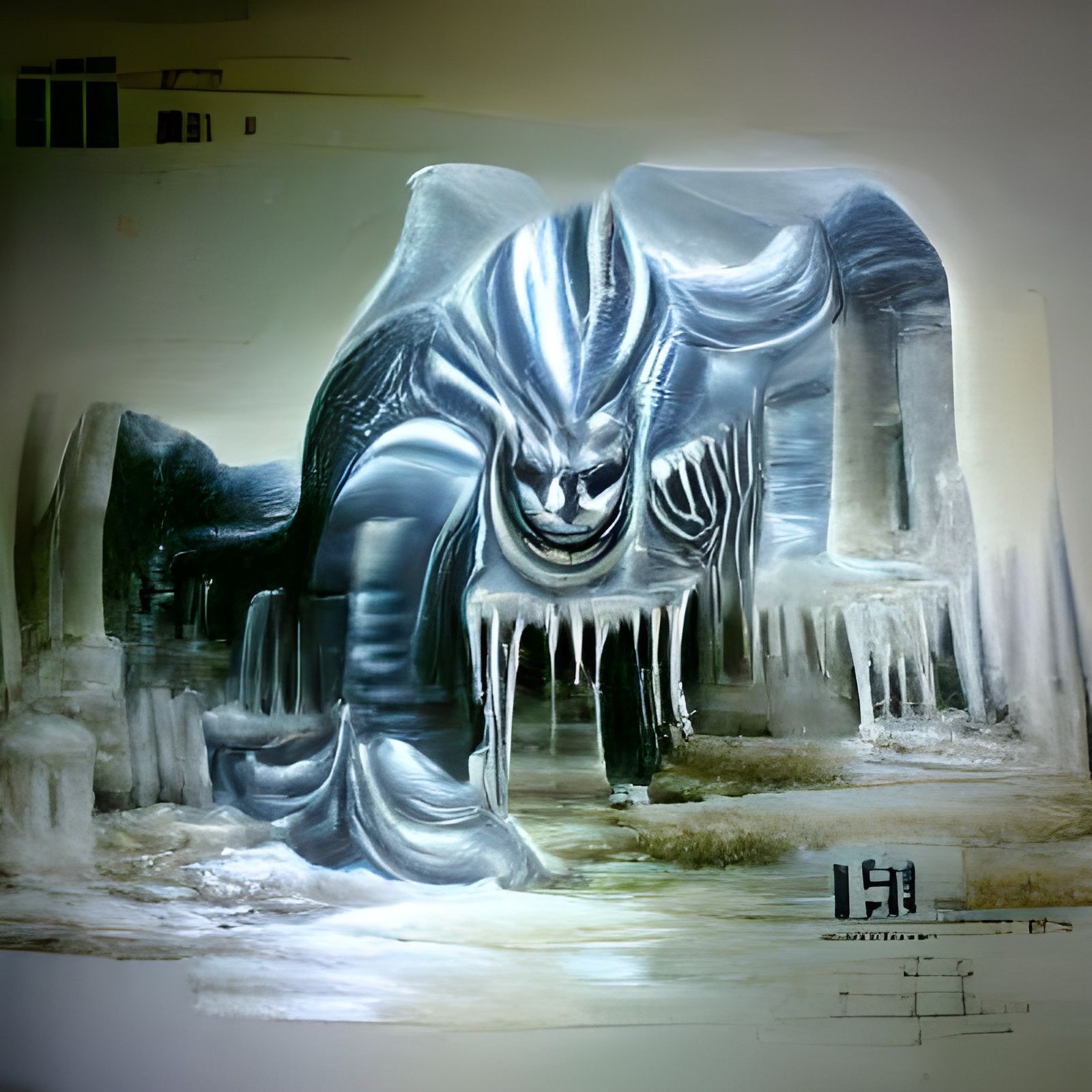 Horrific Ice Demon in Giger Style