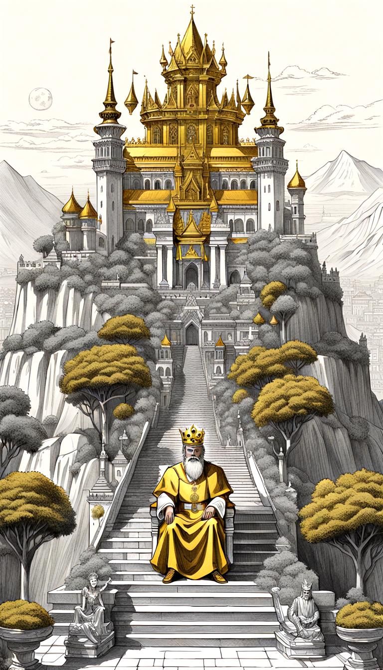 King on Golden Throne in 1970s Fantasy Art
