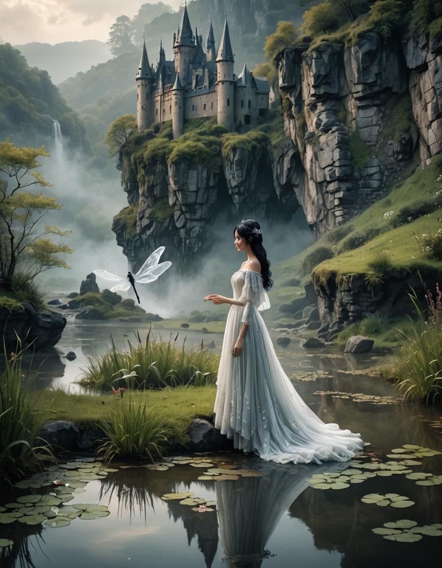 Mystical Fairy Queen Beside Boggy Pond