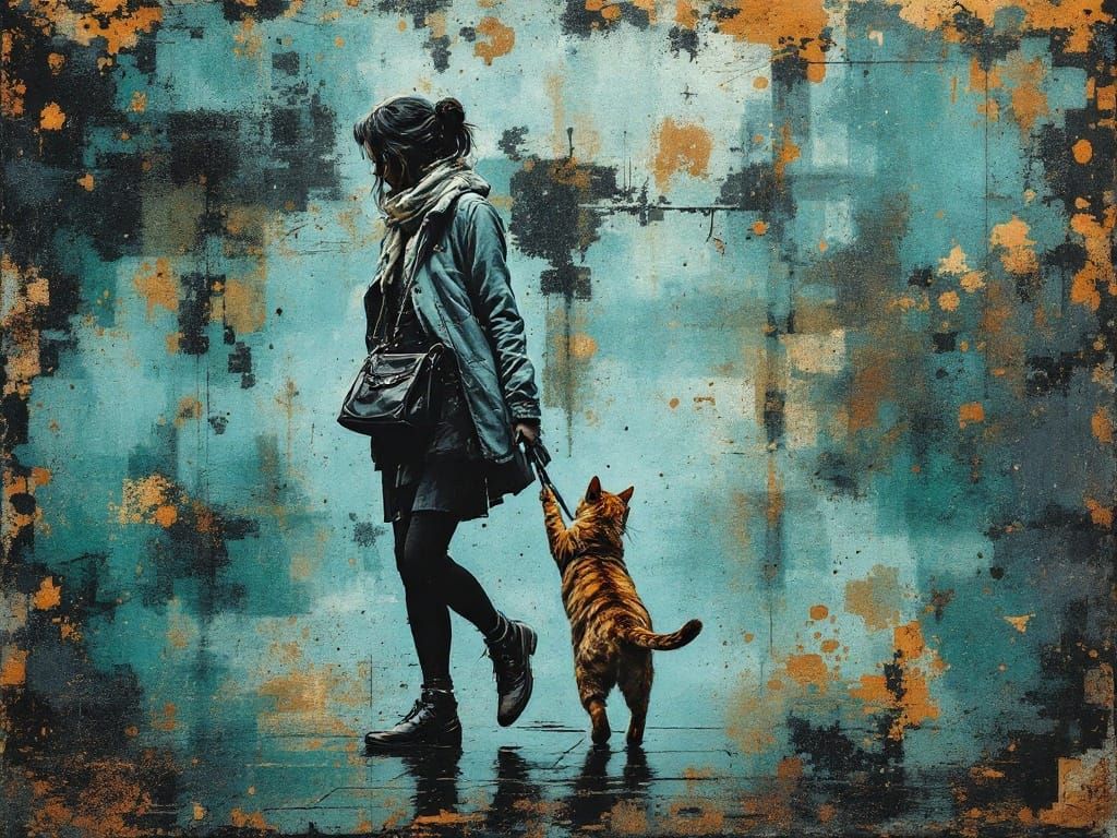 Timeless Woman in Downtown Tokyo, Weathered Patina Aesthetic