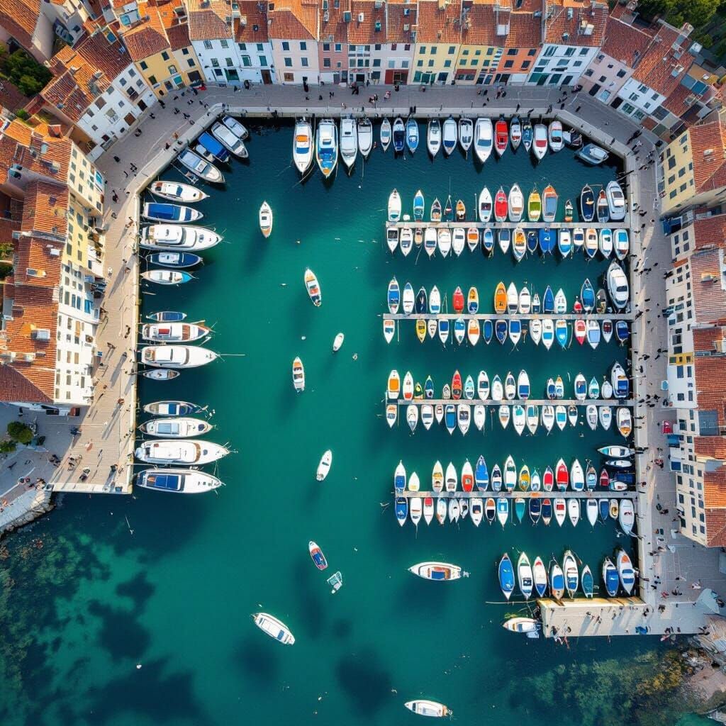 Birds Eye View of a Harbour in the South of France