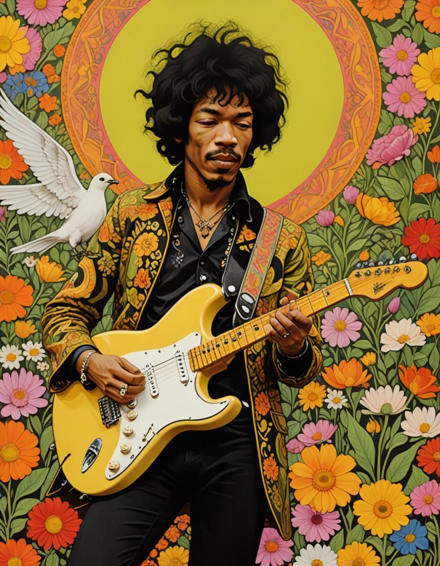 Jimi Hendrix Psychedelic Poster Art