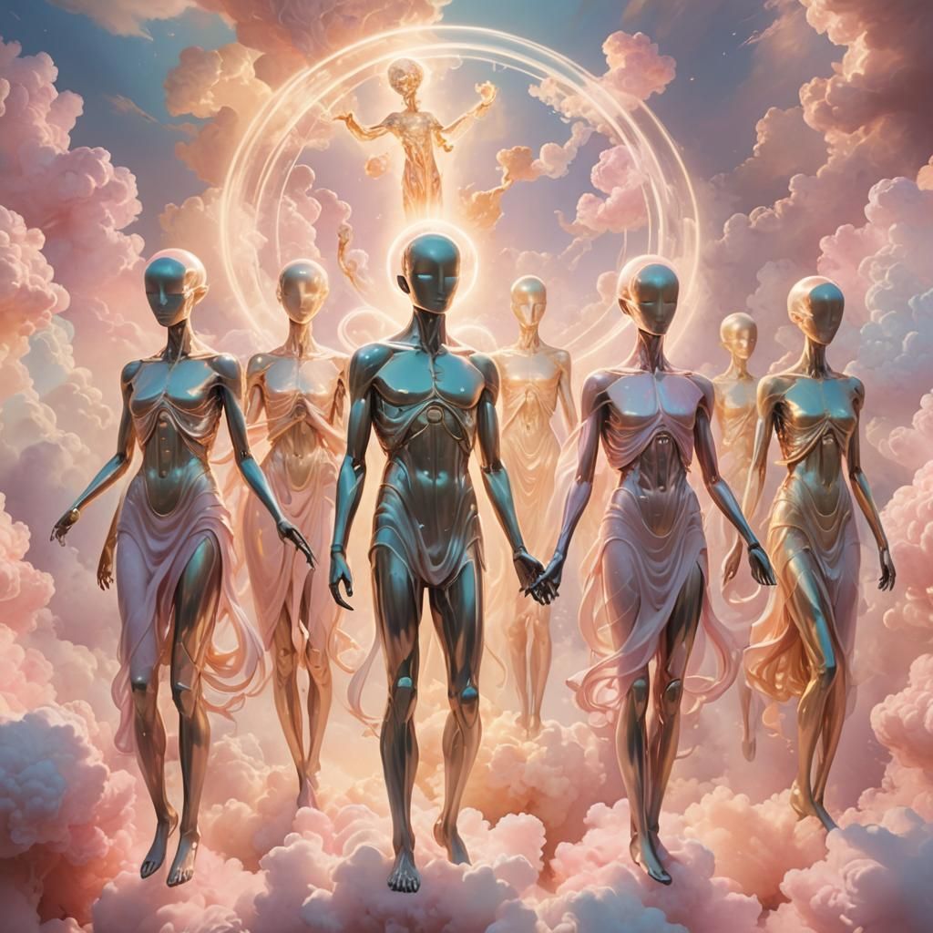 Ethereal Humanoid Figures in Dreamy Pastel Hues