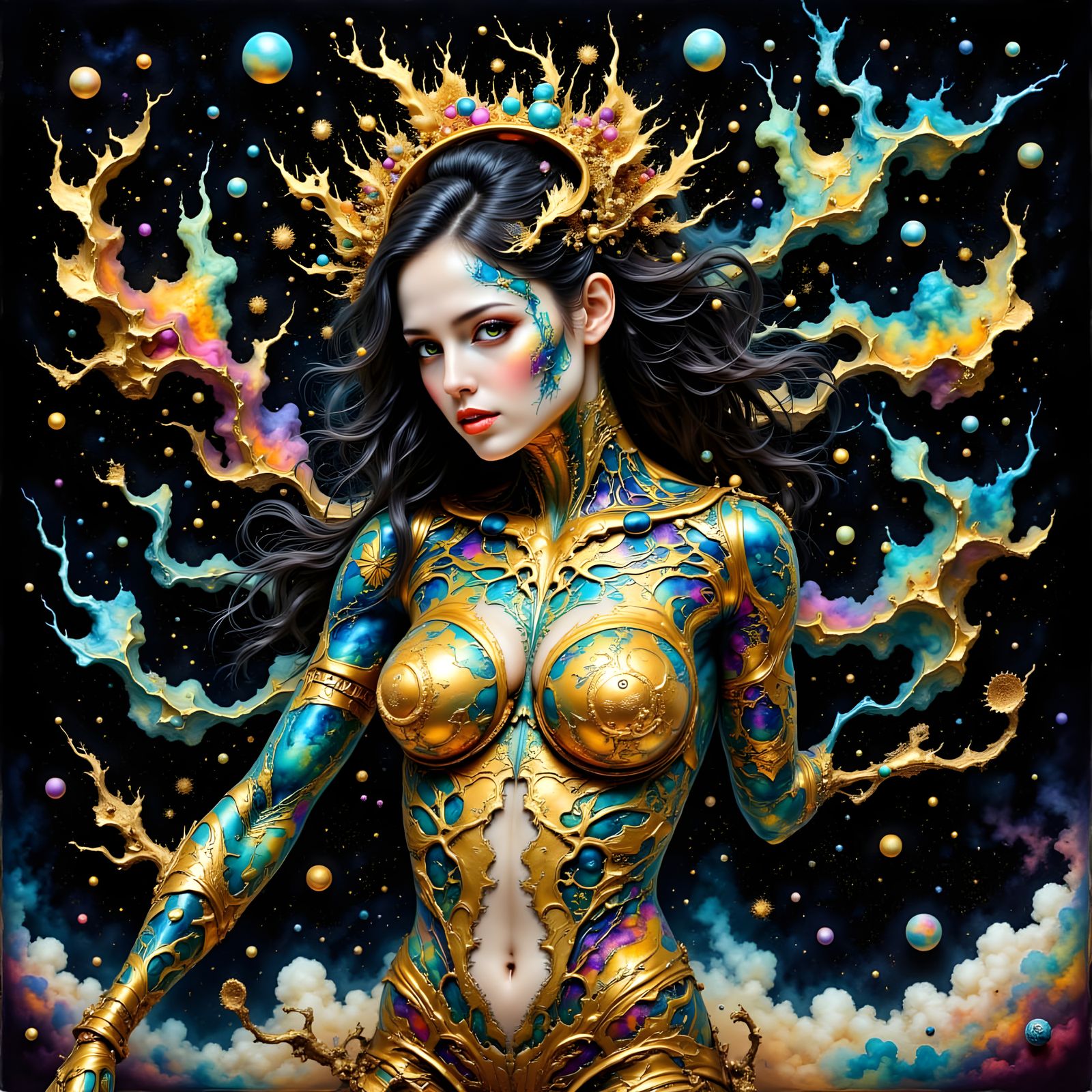 Psychedelic Oil Painting in Progress for ChromaDepth 3D Glas...