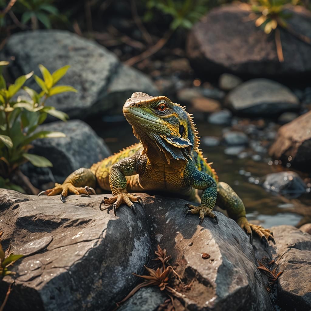 Vibrant Lizard Close-Up in Natural Habitat