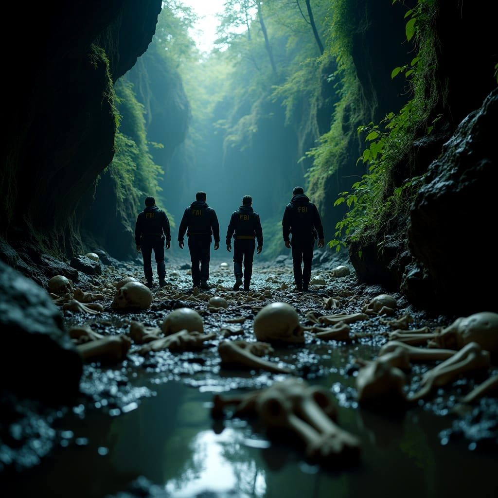FBI Agents in a Treacherous Cave Crime Scene