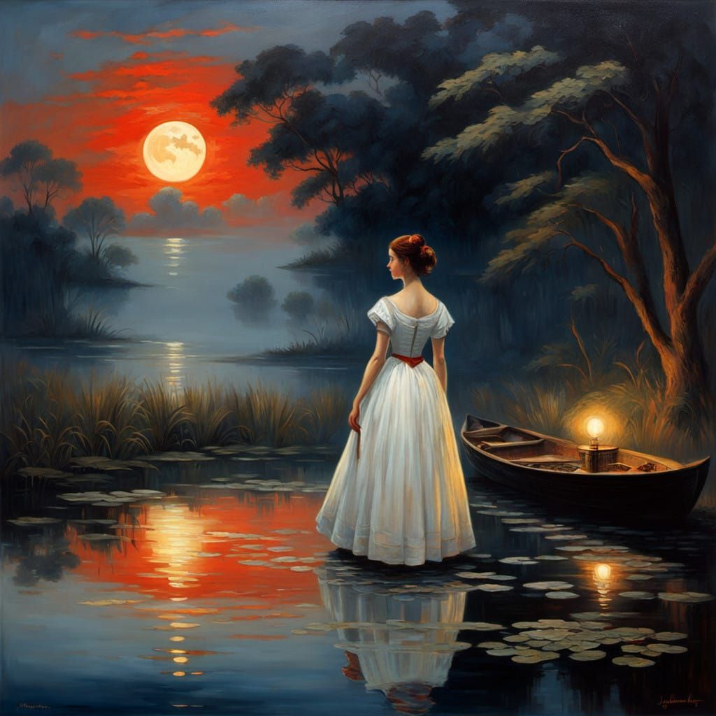 Moonlit Serenade by a Wetland Pond