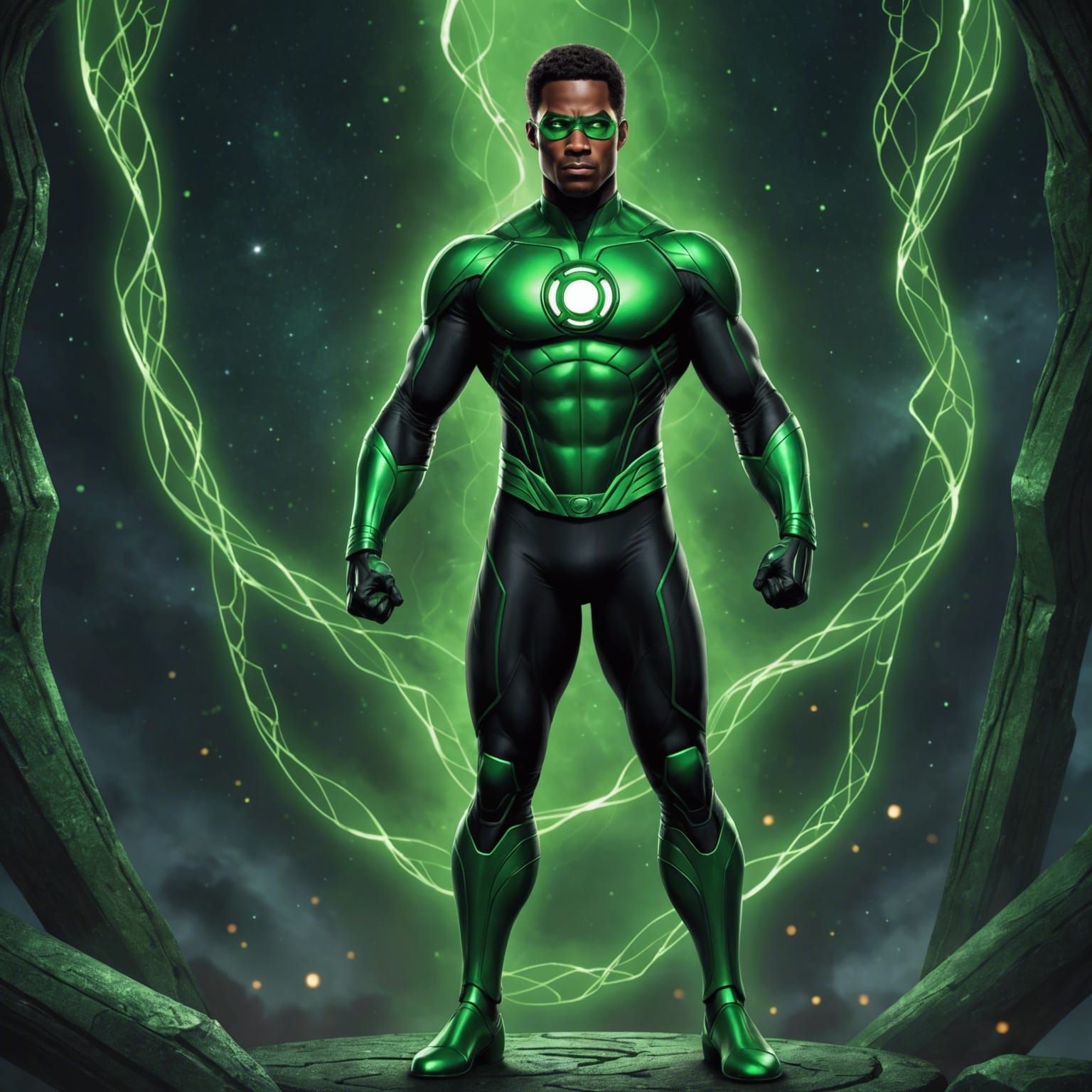 Green Lantern John Stewart in Dark Academia Style