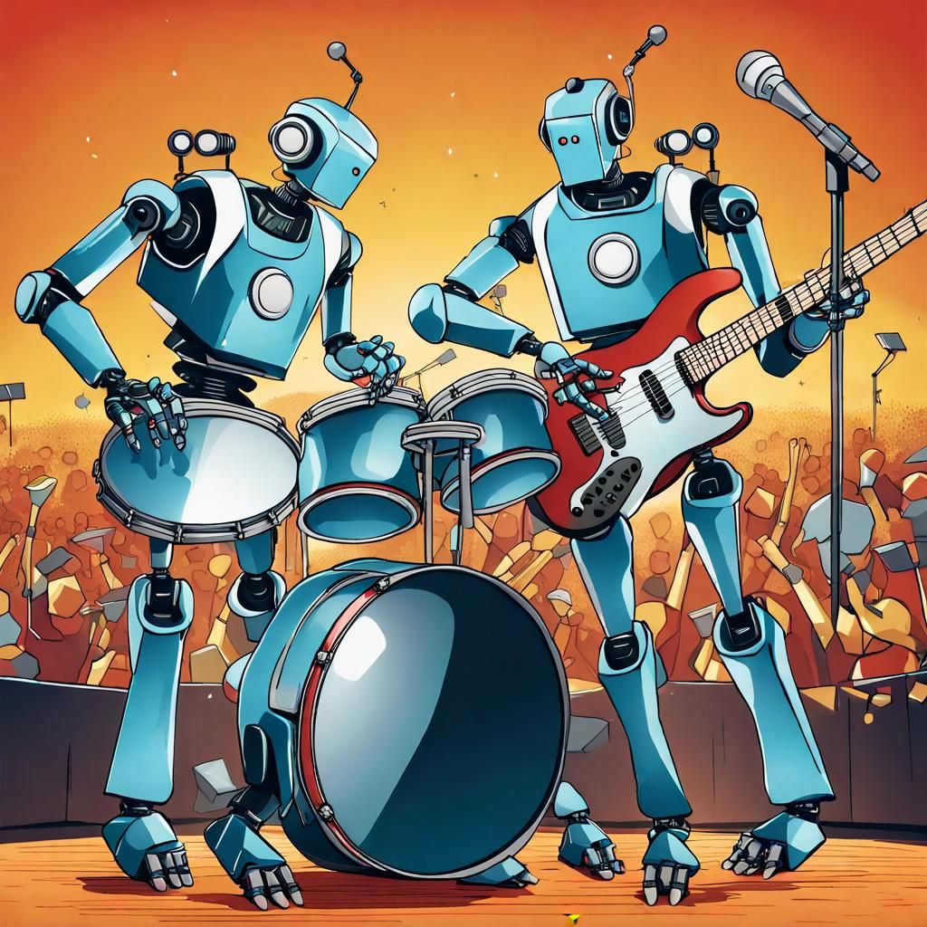 Robotic Music Band Performing in Crowded Arena