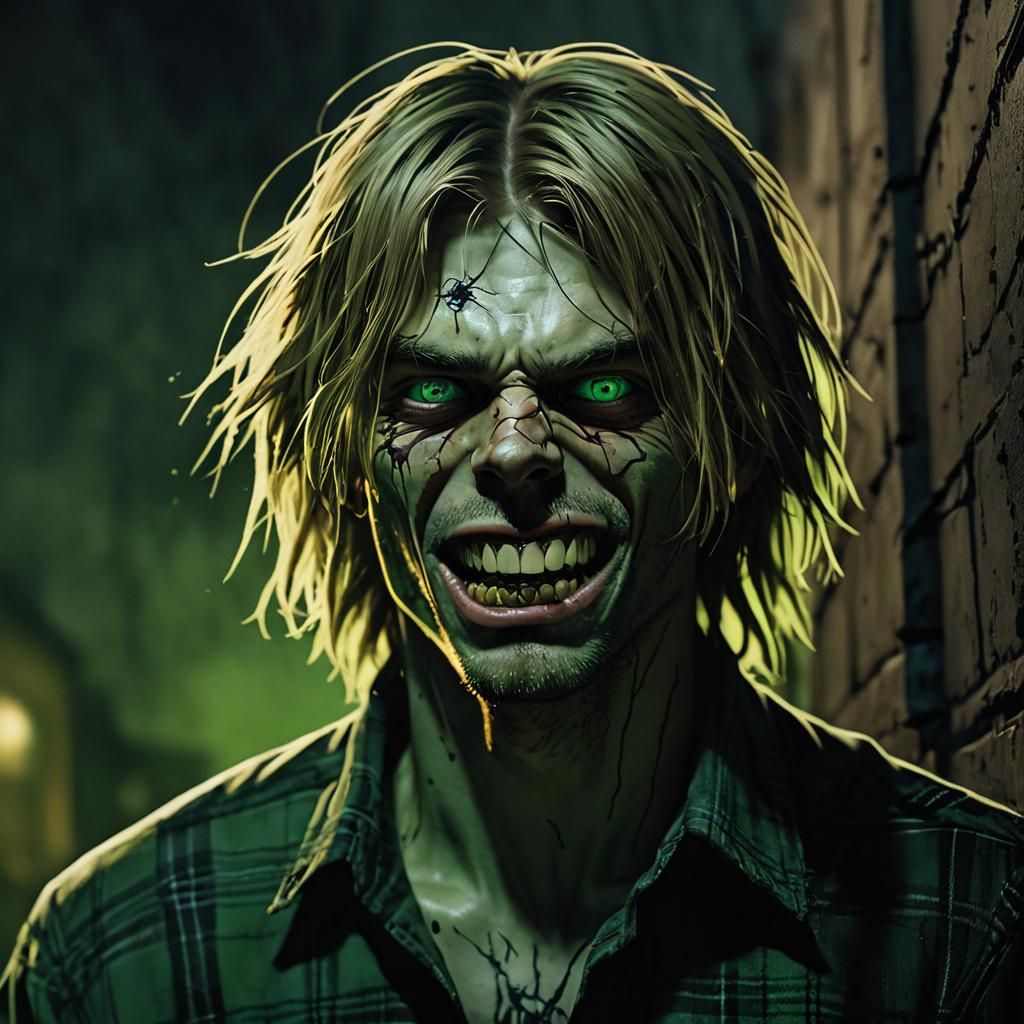 Surreal Venom and Kurt Cobain Fusion in Comic Book Style