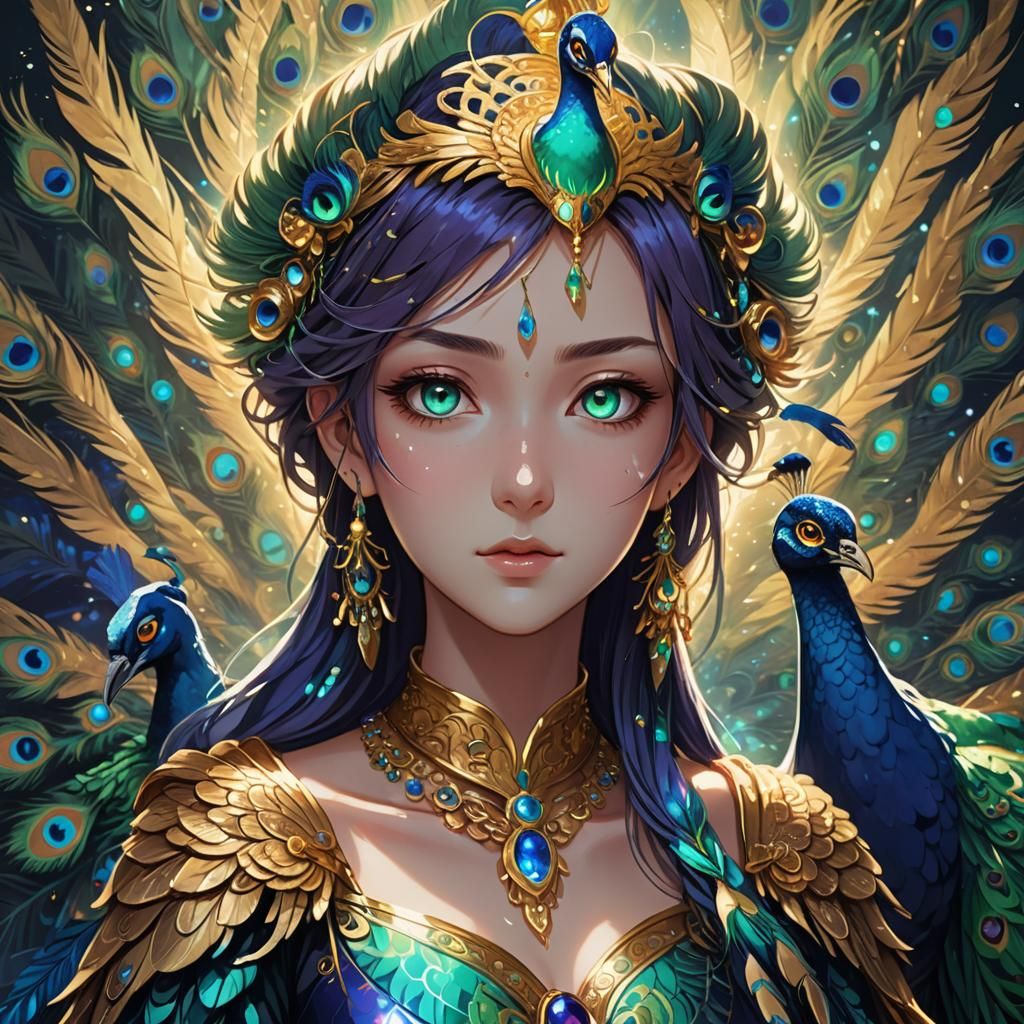 Picture Hera as a striking anime waifu with long, dark hair ...