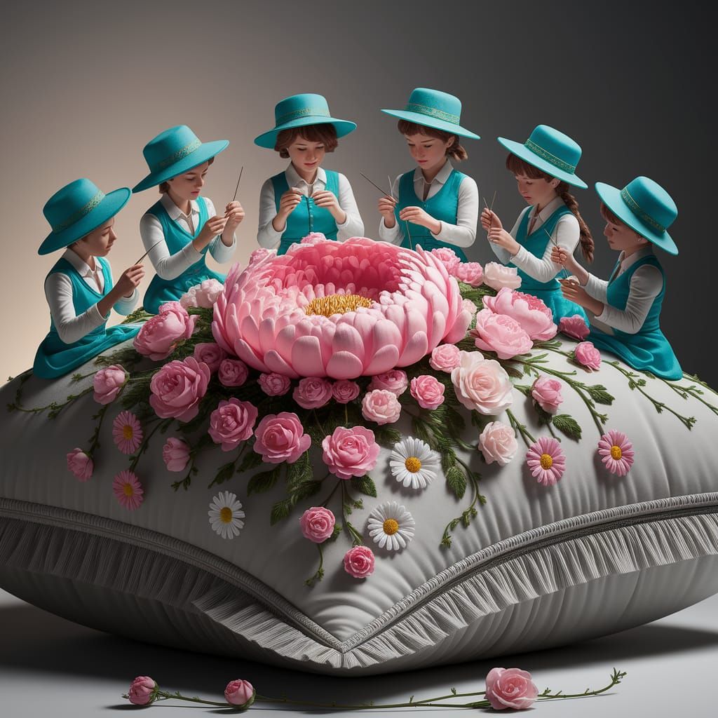 Miniature People Embroider Vibrant Floral Tapestry in Macro ...