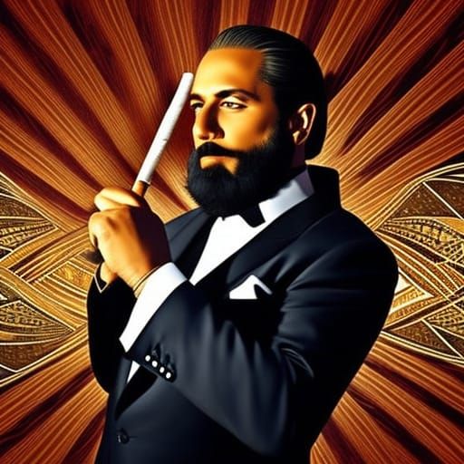 Cinematic Portrait of Businessman Smoking Cigar