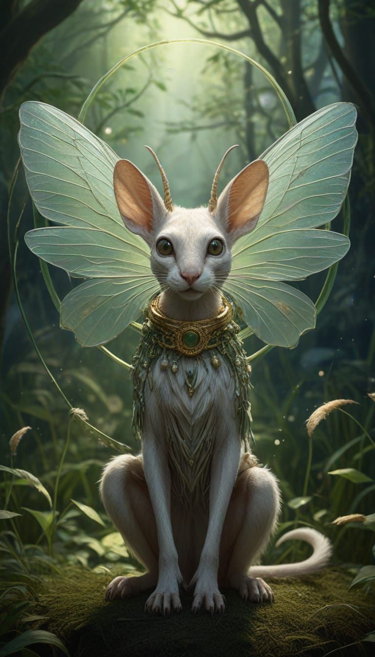 Elf Jerboa on Openwork Sphere in Art Nouveau Style