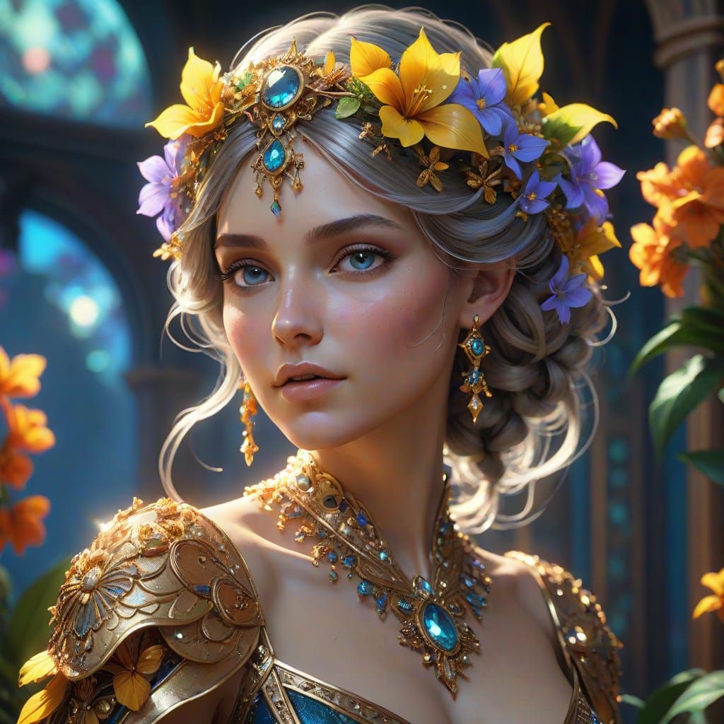 Ethereal Elfenprinzessin in Art Nouveau Style