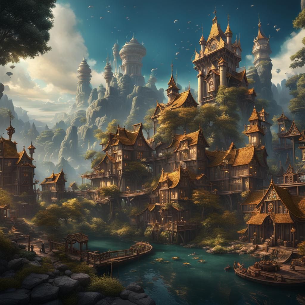Fantastical Landscape in Detailed Matte Painting Style