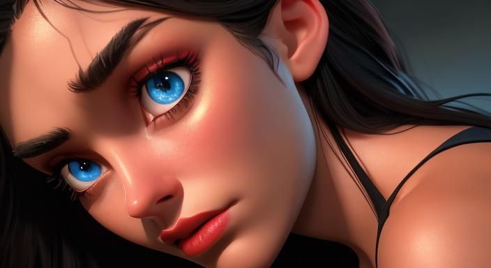 Dramatic Portrait of Woman with Red Lipstick