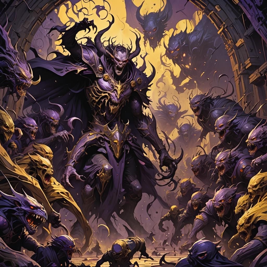 Vampiric Horde in Desolate Realm: Dark Fantasy Art