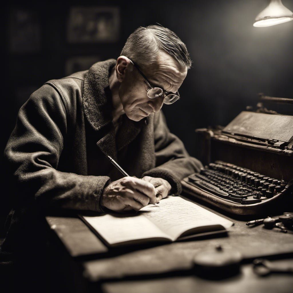 Bertolt  Brecht writing his poems