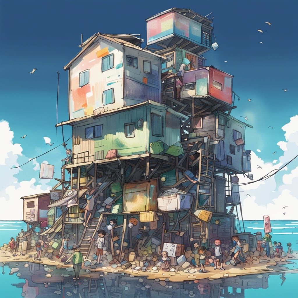 Anime Island Town Built from Plastic Waste