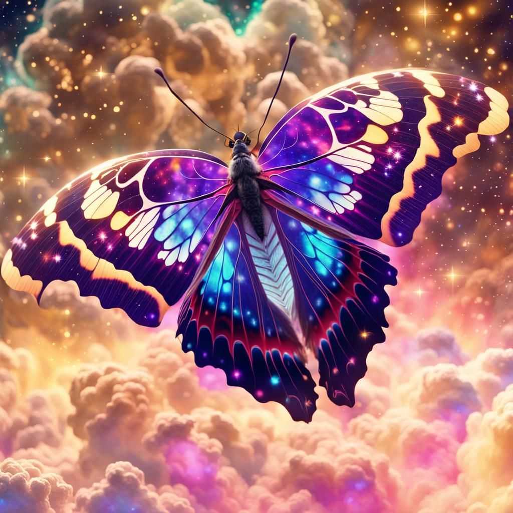Surreal Butterfly with Galactic Wings